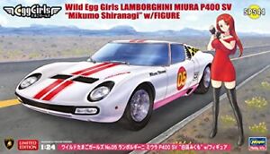 Hasegawa, skala 1:24, dzikie jajko, dziewczęce, Lamborghini Miura P400 SV Mikumo Shiranagi z figurką