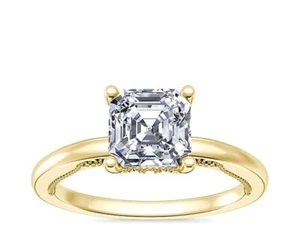 2.15 Ct Asscher IGI Certified Lab Grown Diamond Ring For her 14K Yellow Gold - Picture 1 of 9