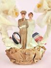 Rare surmaîtrise gâteau de mariage vintage militaire craie soldat et mariée patriotique 1945 