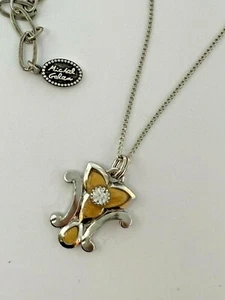 Collar colgante simple de plata + oro con cristal hecho a mano en EE. UU. - Imagen 1 de 3