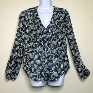 Veronica Beard Lowell Blouse Black Multi Floral Print 100% Silk Size 6 NWT - Picture 1 of 15