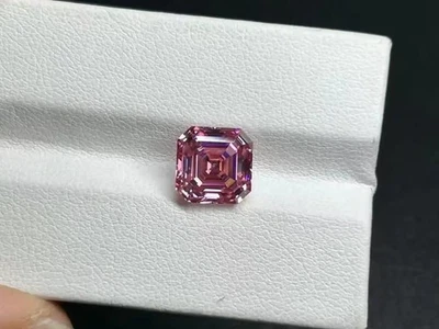 1.60 Ct VVS1 Pink Lab Grown Diamond Asscher Cut Loose Stone Fancy Color 6.5mm - Image 1 of 3