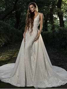 Designer Wedding Gown Stramonia Mistrelli House Of Design W/ Train Retail 4500$ - Picture 1 of 16