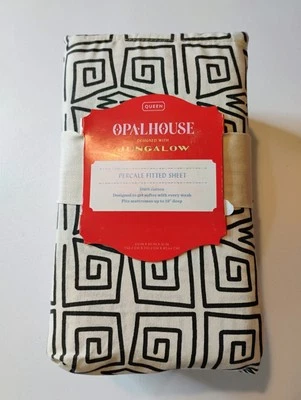 Queen Fitted 100% Cotton Sheet, Black and White (Ether) Opalhouse  18" Deep New - Image 1 of 2