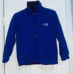 The North Face Boys Full Zip Blue/red Reversible Fleece Jacket Size XL - Picture 1 of 4