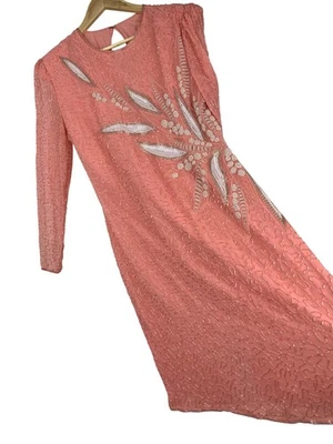 VTG Scala Beaded Dress Pink & White Size L Sheath Style RX10448 Mother of Bride - Image 1 of 4