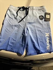 Hurley Green Blue Beach Swim Trunk Swim Boardshorts Boys 14 / 27 NWT Retail $40 - Picture 1 of 14