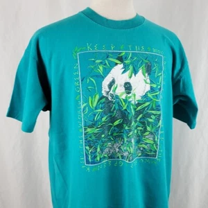 Riesenpanda Keep the World grün Vintage T-Shirt Erwachsene XL Einzelnaht Made USA - Bild 1 von 8