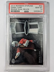 2014 Bowman Sterling Derek Carr Rookie Dual Relics Jersey Patch RC PSA 10 - Picture 1 of 2