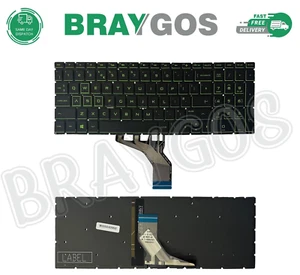 For HP Pavilion Gaming 15-ec 15-ec0000na UK Keyboard Black & Green + Backlit - Picture 1 of 3