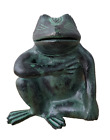 Outdoor Garden Bronze Sitting Frog Figurine Andrea By Sadek 6"x4" Cross My Heart
