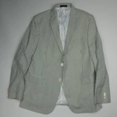 boy's Lauren Ralph Lauren seersucker sport coat blazer, 20R, blue white stripe - Image 1 of 4