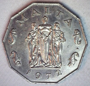 1972 Malta Copper Nickel 50c Coin Average Circulated Great Siege Monument - Picture 1 of 2