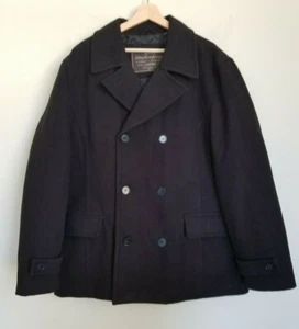 Weatherproof Jacket Black Wool Collared Double Breasted Button Quilt Lined Sz XL - Picture 1 of 9