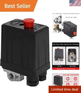 Durable Metal Air Compressor Pressure Switch - 90-120 PSI with Auto Shut Off - Picture 1 of 9
