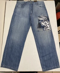 LOT 29 Luxe Warner Bros Looney Tunes Bugs Bunny Blue Denim Jeans Mens 40x34 New - Picture 1 of 21