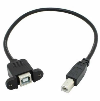 USB-B 2.0 Male to Female Extension Data Cable Panel Mount For Printer 30cm  - Image 1 of 4