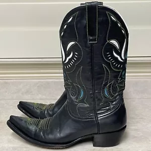 Bota Old Gringo para mujer 7.5B Angel negra azul occidental corta PeeWee punta corta de colección - Imagen 1 de 14