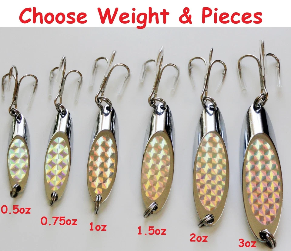1/2oz 1oz 1.5oz 2oz 3oz Kast Spoons Chrome Silver Laser Casting Fishing Lures