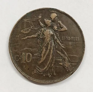 vitt. em. III° 1900-1943 10 cent 1911 cinquantenario e.443 - Imagen 1 de 2