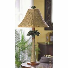 Bahama Style Vintage Look Palm Tree Beautifully Crafted Rattan Lamp
