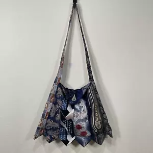 Handmade Blue Eagle Paisley Tie Crossbody Shoulder Bag Upcycled Alt Indie Artsy - Picture 1 of 7