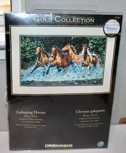 DIMENSIONS GOLD GALLOPING HORSES COUNTED CROSS STITCH KIT NEW - Picture 1 of 7
