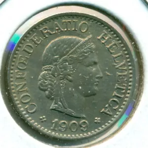1909-B SWITZERLAND 10 RAPPEN, UNCIRCULATED, GREAT PRICE! - Picture 1 of 2