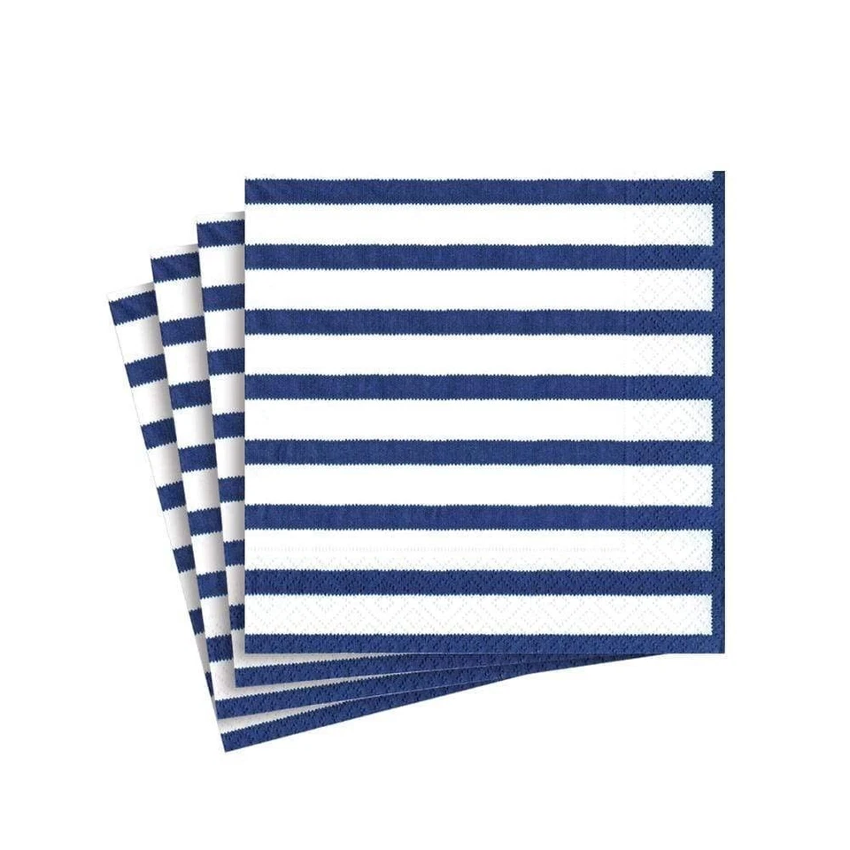 Caspari Paper Beverage Napkins Bretagne Blue - 2 Packs (11860C)