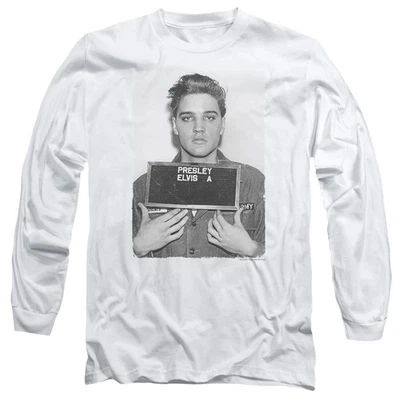 Elvis Presley Army Mug Shot Mens Long Sleeve Shirt White Officially Licensed Off - Image 1 of 3