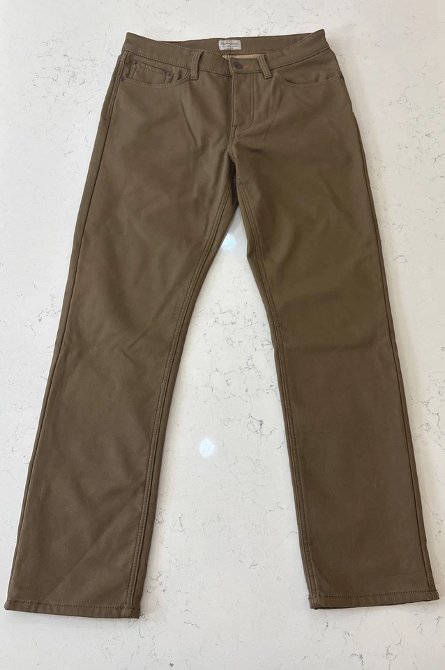 АТМОСФЕРОСТОЙКИЕ ВИНТАЖНЫЕ МУЖСКИЕ ФЛИСОВЫЕ ЭЛАСТИЧНЫЕ ХОЛЩОВЫЕ БРЮКИ коричневые 32x32 - Изображение 1 из 4