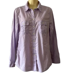 Gap Fitted Boyfriend Shirt Light Purple Woman Size Medium Button Front Collar  - Picture 1 of 9