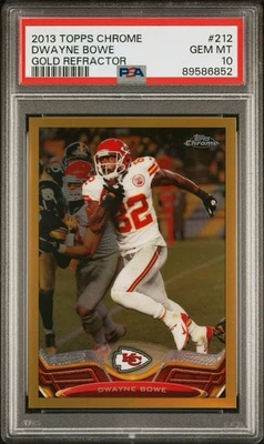 2013 Topps Chrome Football Dwayne Bowe #212 Gold Refractor/50 PSA 10 Chiefs Foto 1 de 2