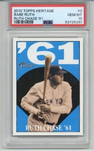 2010 TOPPS HERITAGE RUTH CHASE '61 #3 BABE RUTH CARD YANKEES PSA 10 LOW POP 3 - Picture 1 of 2