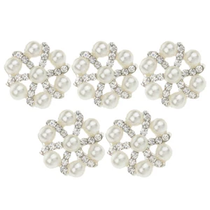 5Pcs Vintage Pearl Rhinestone Shank Buttons for Sewing Craft DIY Decor 20mm - Picture 1 of 10