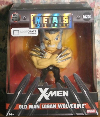 Figura fundida a presión exclusiva de metales Logan Wolverine Lootcrate Old Man de Marvel X-Men Foto 1 de 4
