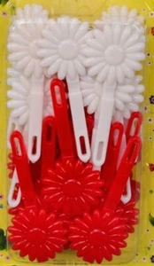  Large Flower Hair Barrettes, Snaps in White and Red - Picture 1 of 1