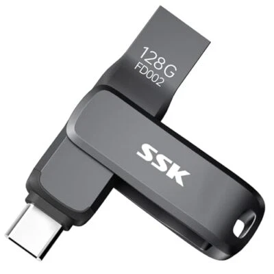 SSK 128GB USB 3.2 Thumb Drive, Up to 200 MB/S Read Speed Memory Stick, Dual USB - Image 1 of 4