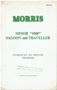 MORRIS MINOR 1000 SALOON TRAVELLER 1960 FACTORY SCHEDULE OF REPAIR TIMES BOOKLET - Picture 1 of 1
