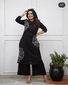 Women Party Wear Top Tunic Kurta Pant Set Indian Pakistani Bollywood Kurti Dress - Picture 1 of 5
