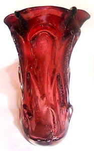 Murano Seguso Bollicine Pulled Dog Ear Lilac Neodymium Glass Vintage Vase 10"h: - Picture 1 of 9