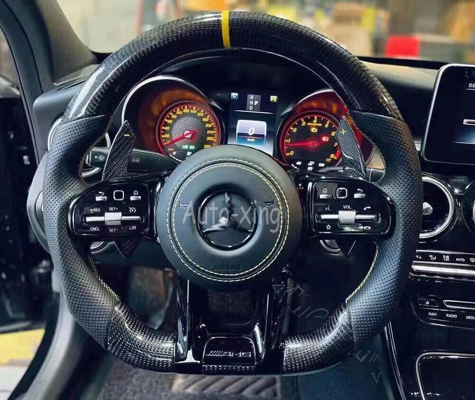 100%AMG Carbon Fiber Steering Wheel for Mercedes-Benz AMG A B C S G E Old to New - Bild 1 von 4