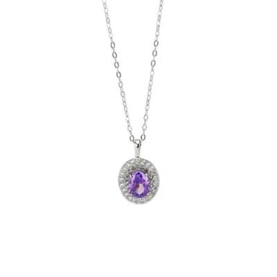 Collana Boccadamo argento 925 con pendente ovale colore ametista GR839V - Immagine 1 di 3