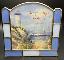 Votive Candle Holder Stained Glass Blue Let Your Light So Shine Matt. 5:16