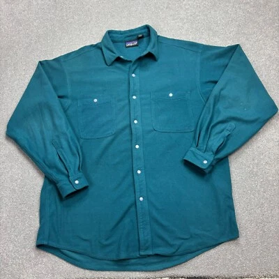 VINTAGE Patagonia Shacket Adult Large Blue Shearling USA Made Overshirt Men - Image 1 of 4