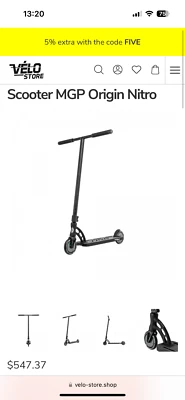 Scooter MGP Origin Nitro, Empuñadura Impresa Cubierta Completa Pro MGP con Recortes, Negro  Foto 1 de 4