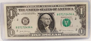 1,00 $ Dollar Schein ausgefallene Seriennummer COOL 93,4 B 57172436 - SCHNELLER VERSAND - Bild 1 von 2