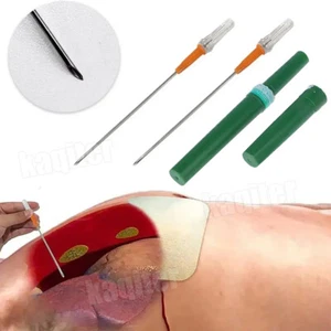 2pz Ago Pneumotorace Tensione di Soccorso Decompressione Torace EDC Pronto Soccorso 14G - Foto 1 di 15