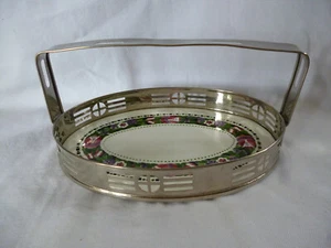 Jugendstil BMF Bayrische Metallwarenfabrik Tablett Henkeltablett Keramikfläche - Picture 1 of 9
