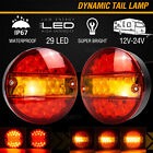 2 Red 5.6" Round Trailer Tail Lights 29 LED Stop Turn Tail Brake Truck Sealed UK